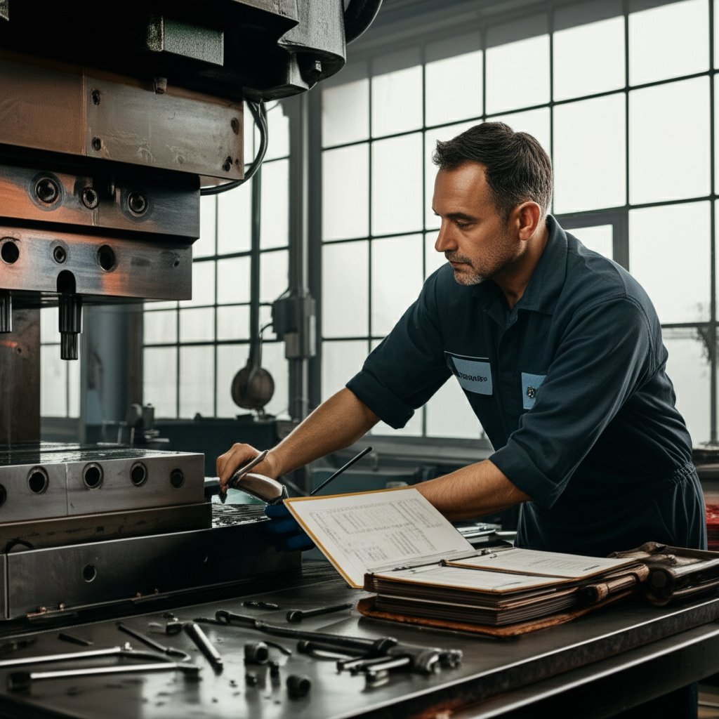 technician conducting preventive maintenance on stamping dies for sustained performance