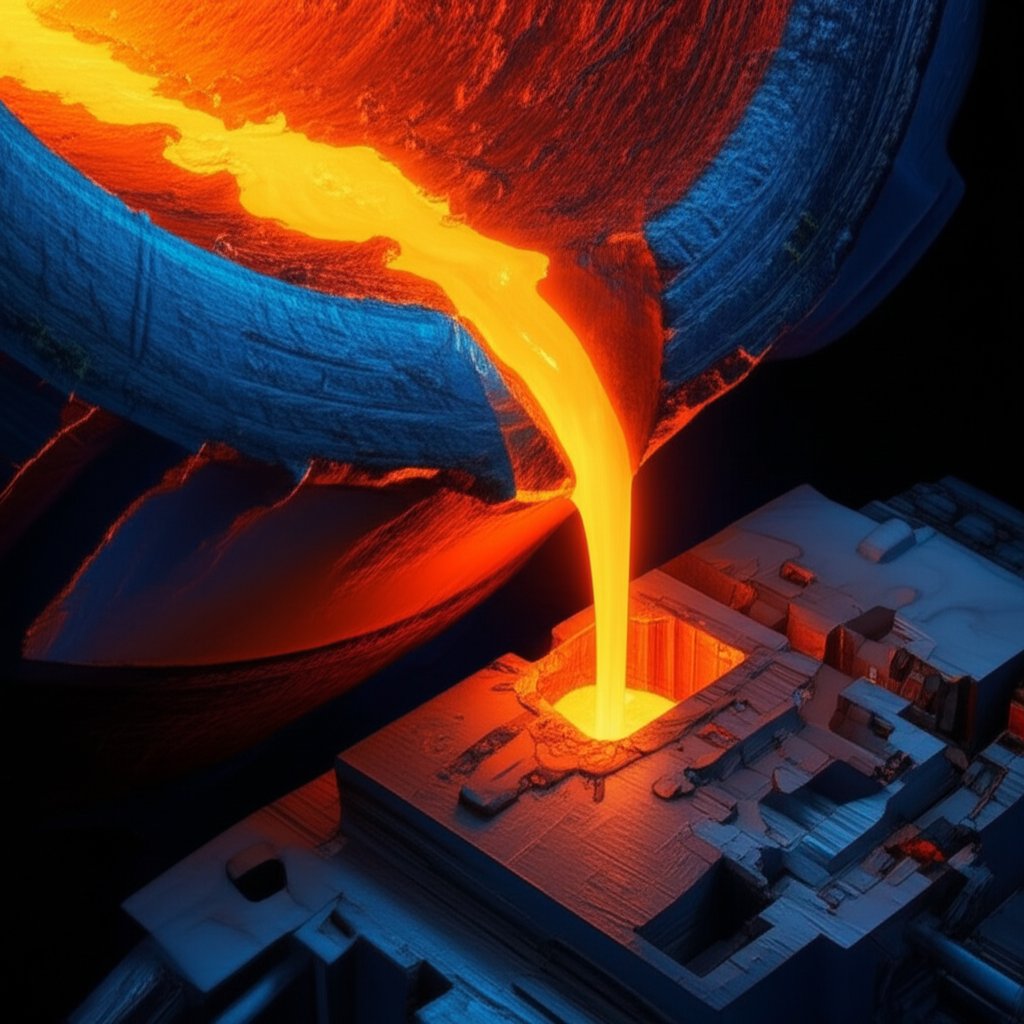 conceptual illustration of uniform metal flow in a die casting mold