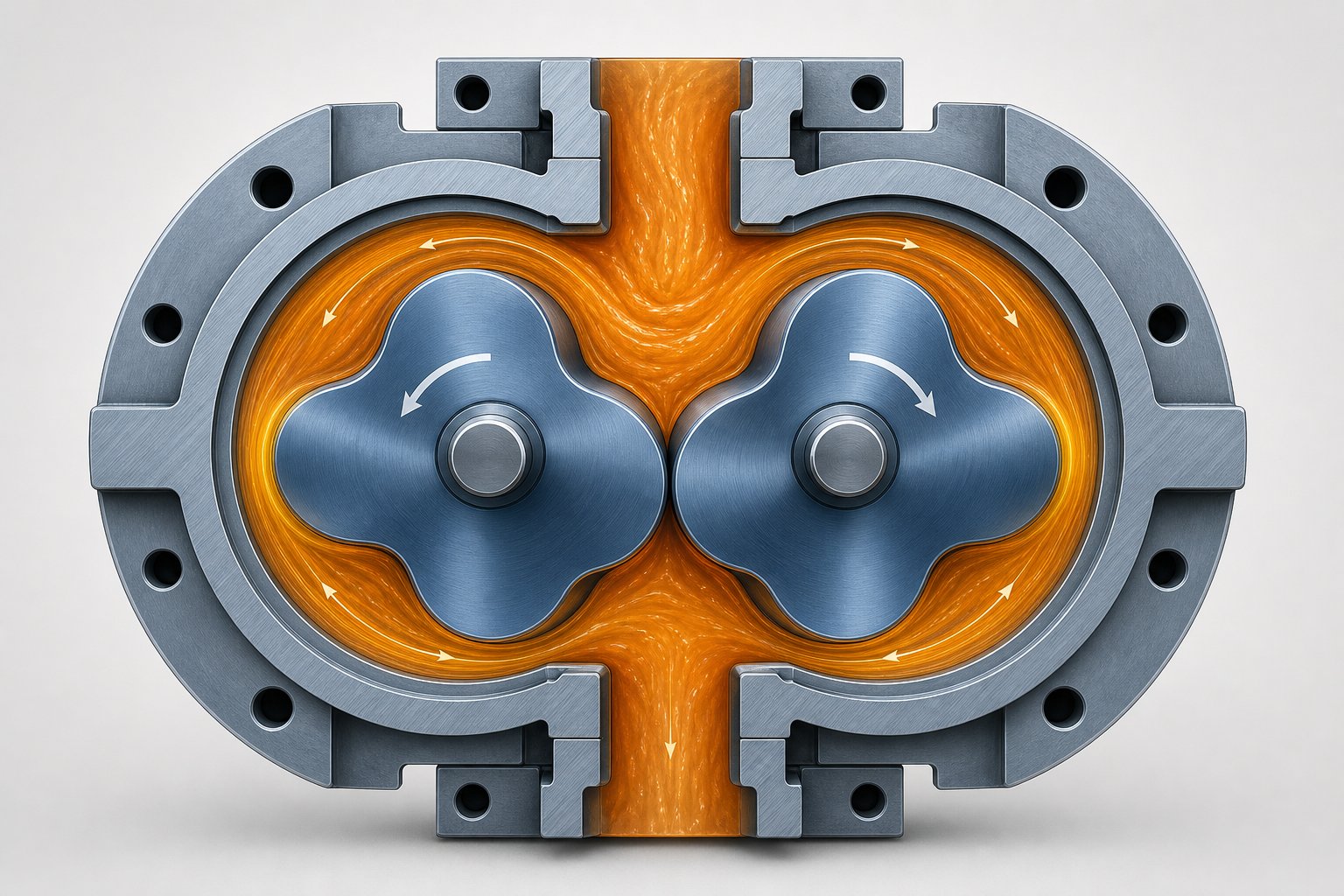 cross section of intermeshing bi lobal kneading discs showing the self wiping erdmenger profile inside a twin screw barrel