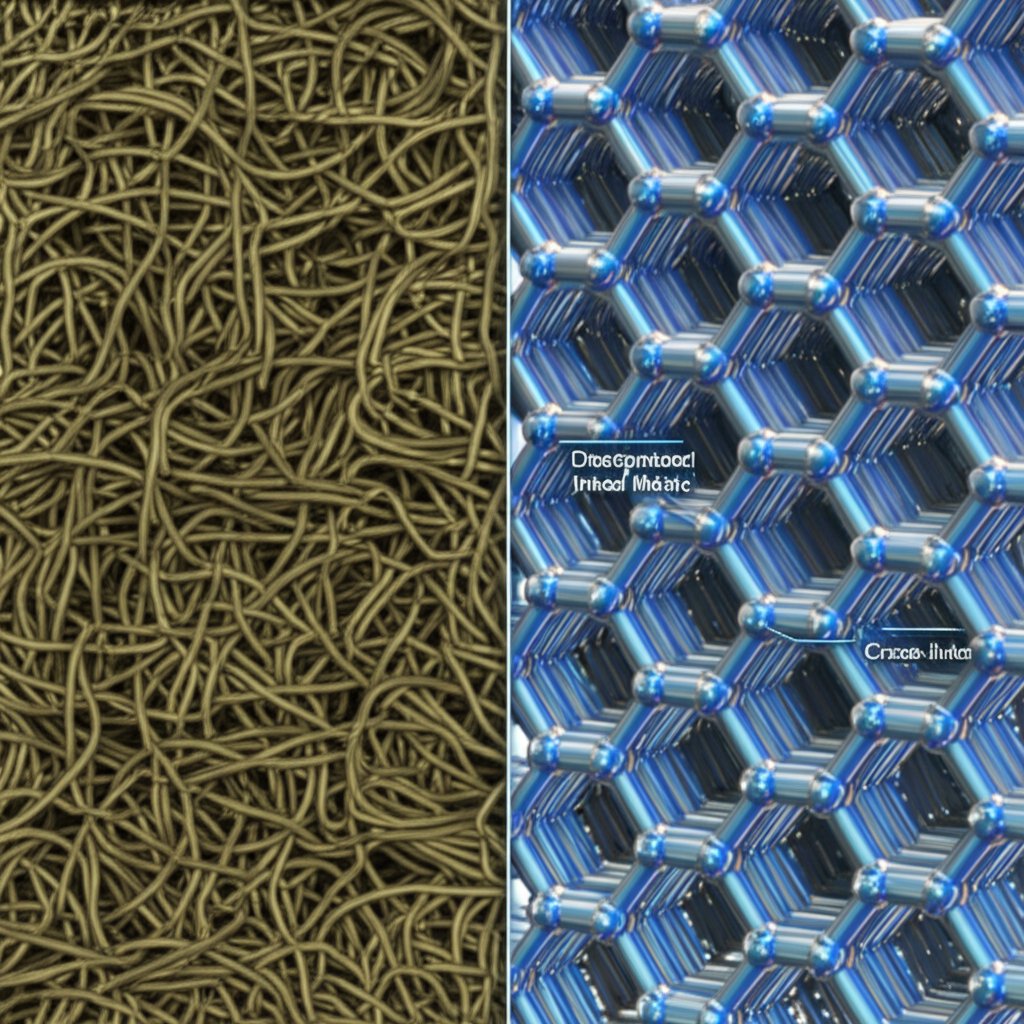 diagram comparing the molecular structure of polyurethane versus traditional rubber