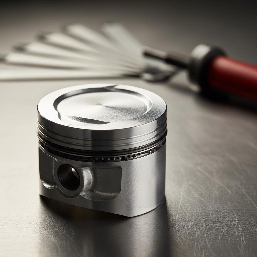 forged piston with properly gapped compression and oil rings ready for high performance engine assembly