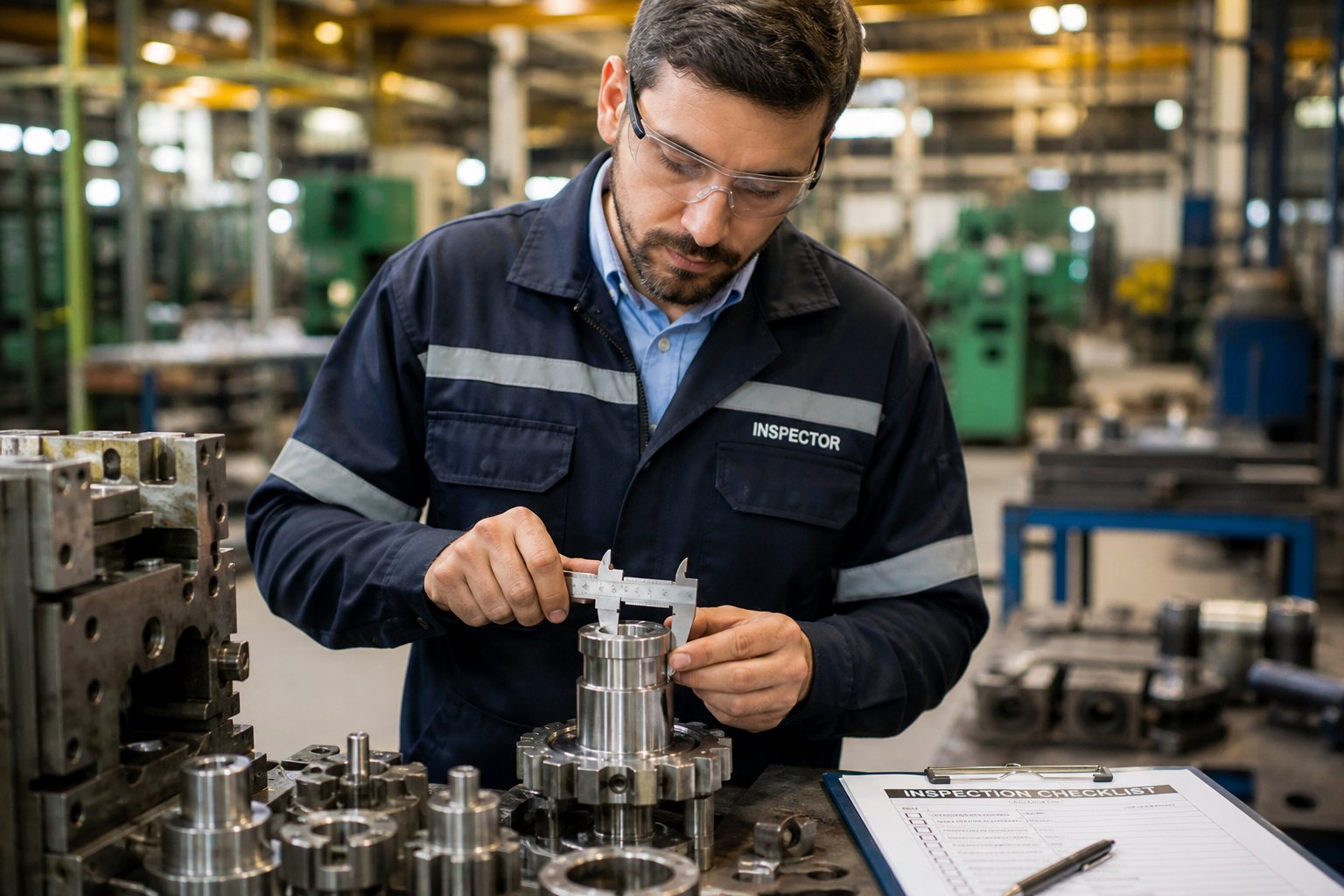 quality inspection and certification verification during a factory audit of twin screw extruder components