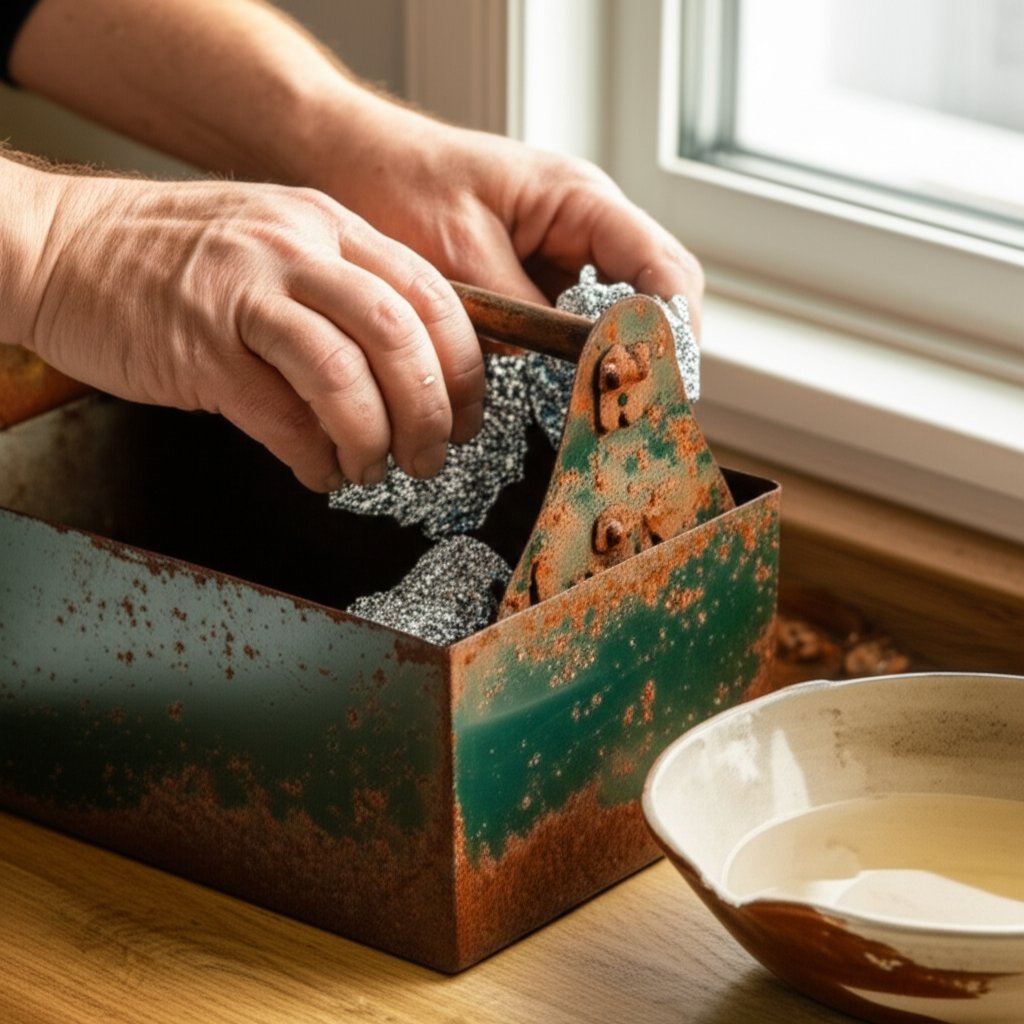 removing rust from metal using aluminum foil and vinegar