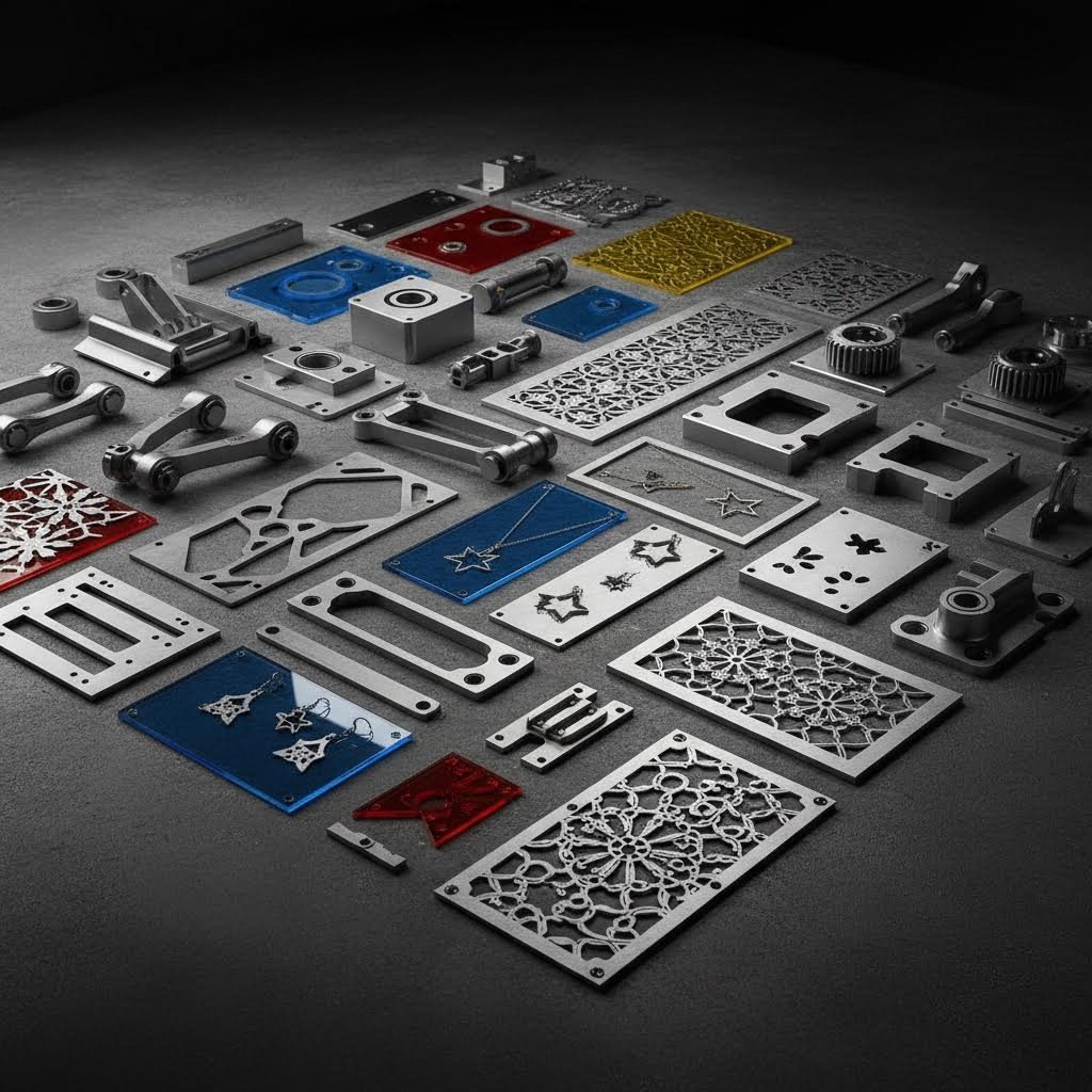 diverse laser cut components spanning automotive to decorative applications