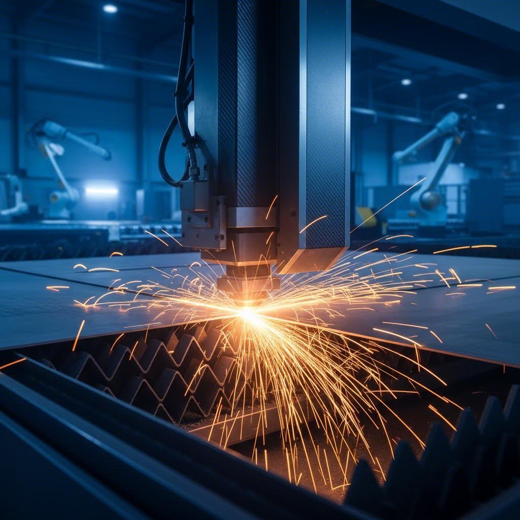 industrial laser cutter processing metal with precision beam technology