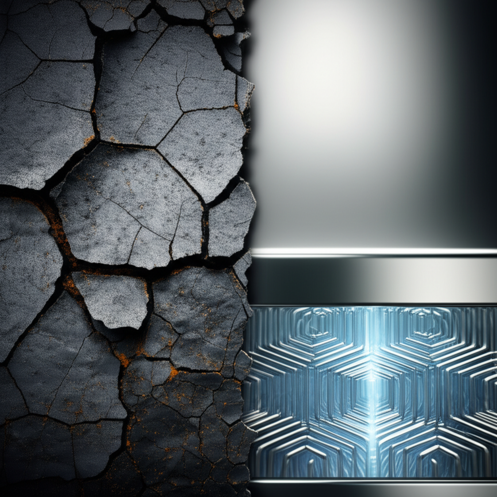 a visual metaphor for component failure and the successful resolution through metallurgical solutions