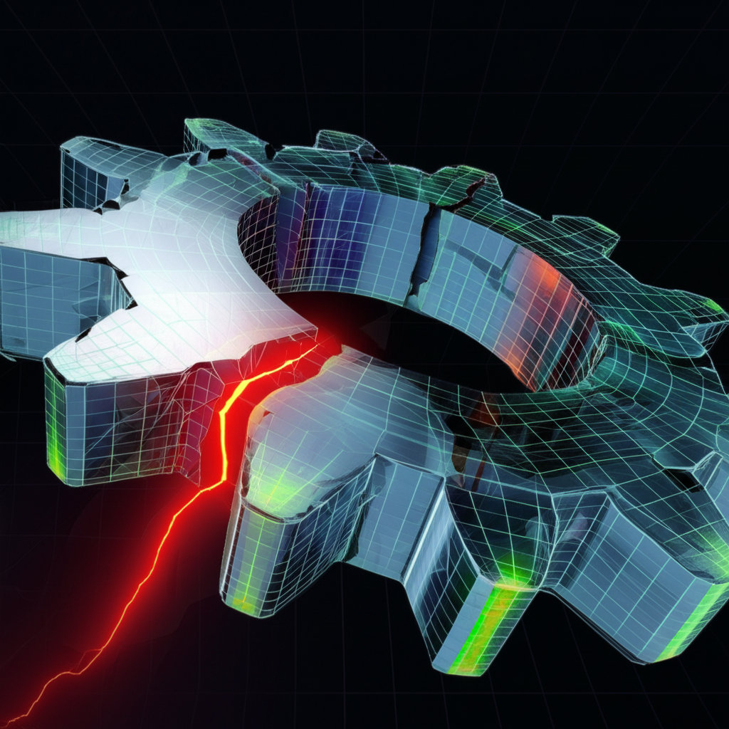 conceptual art of a metallurgical failure analysis on a forged metal component