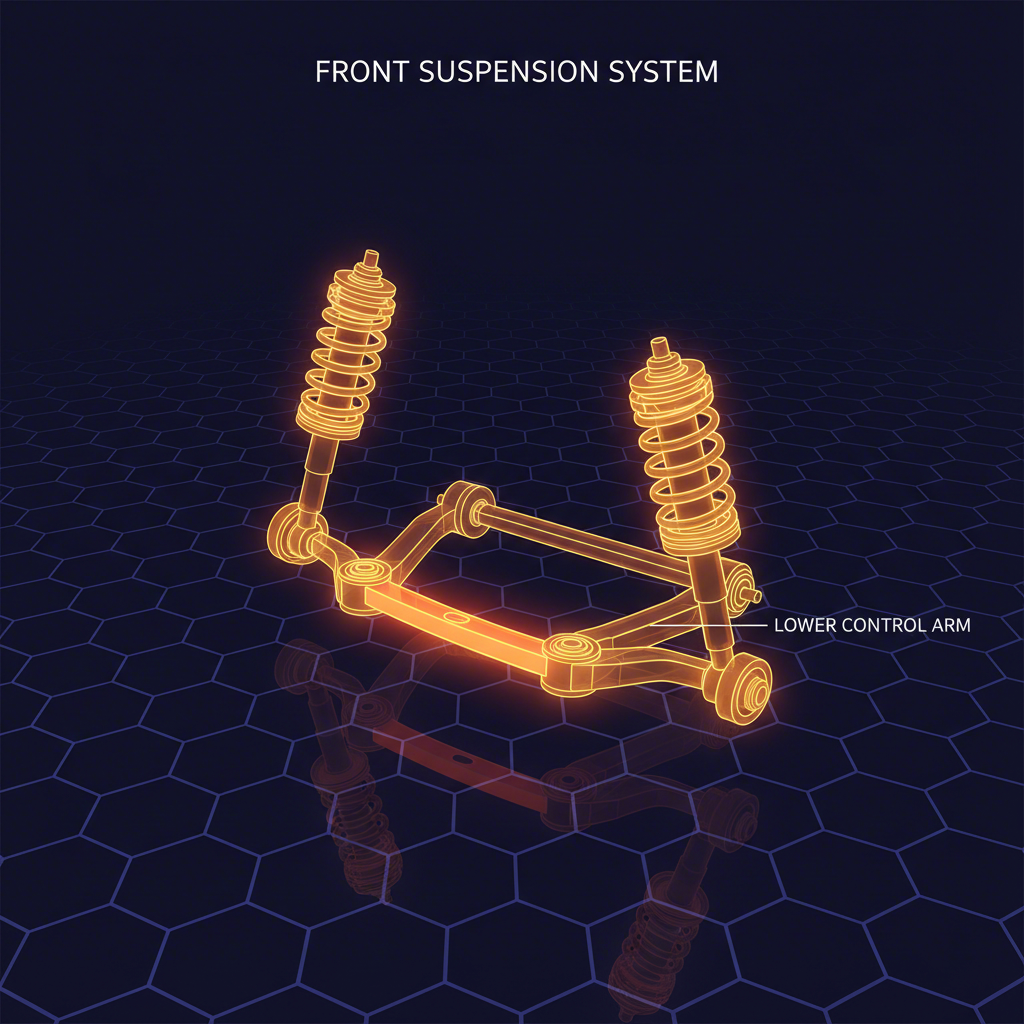 conceptual illustration of a vehicles suspension highlighting the lower control arm