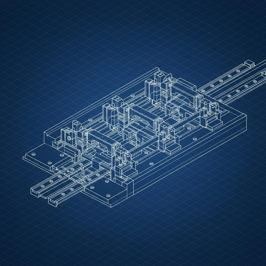 Progressive die strip layout diagram showing sequential stamping operations