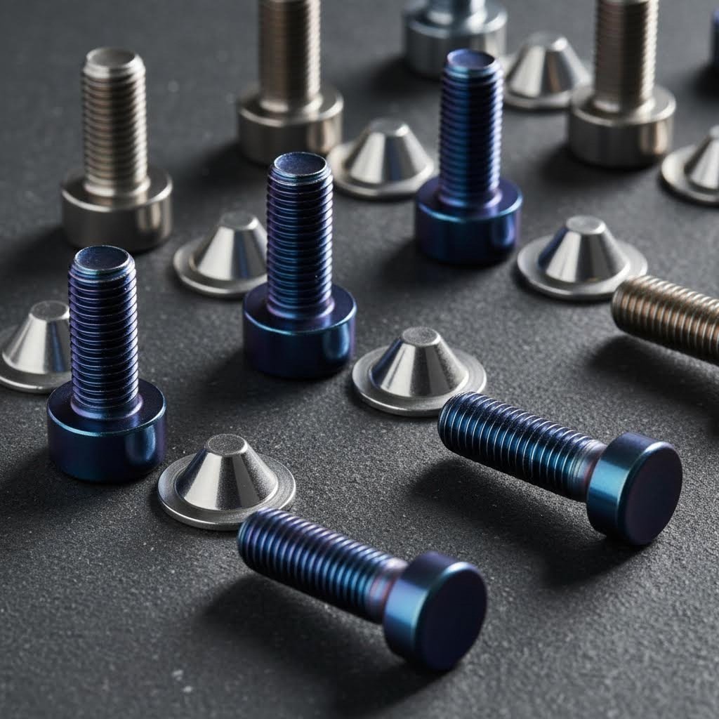 premium titanium and stainless steel perimeter bolts and washers for three piece wheel assembly