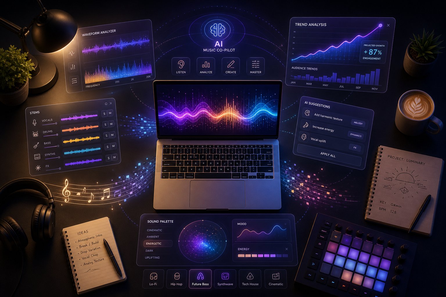 creators combine ai analytics tools with generation platforms to move from trend insight to music production in a single workflow