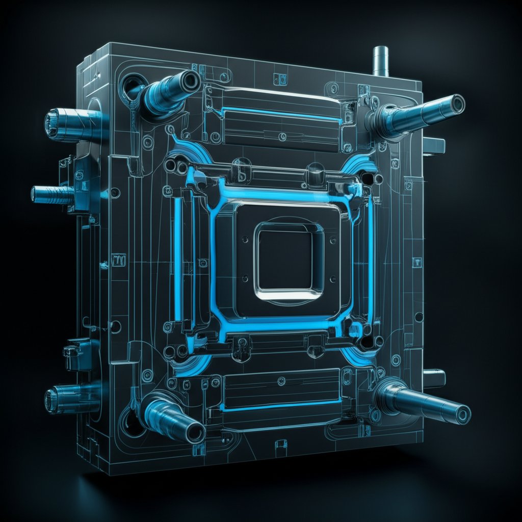 diagram showing the key components and anatomy of a die casting mold