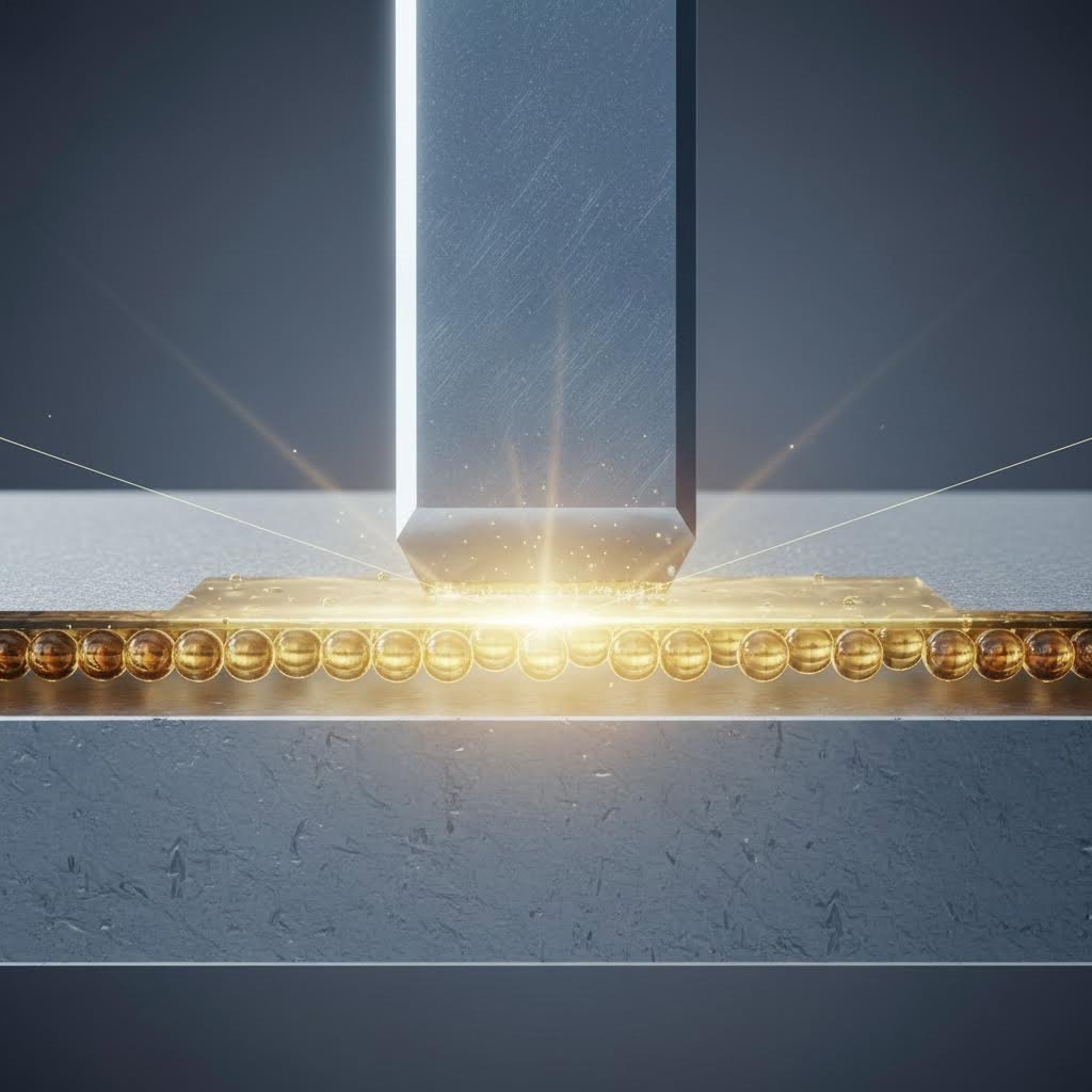 Microscopic view of hydrodynamic lubrication preventing metal to metal contact