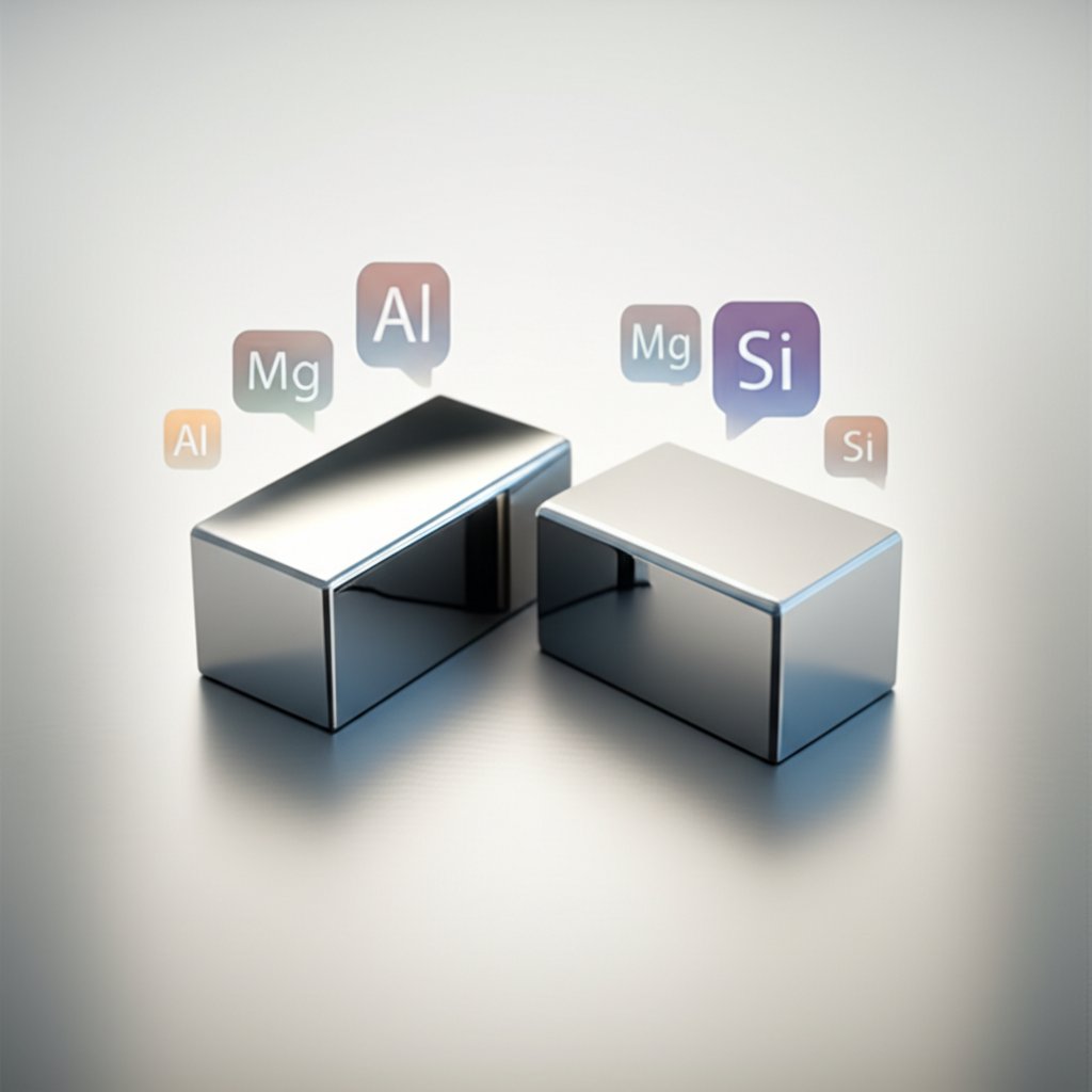 6061 and 6063 aluminum alloys highlighted with their core alloying elements