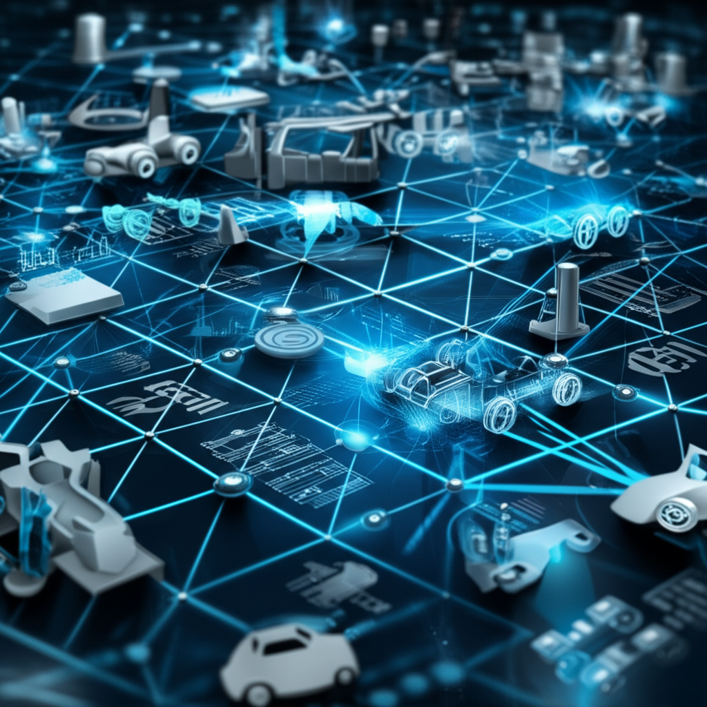 abstract digital network visualizing the global automotive supply chain