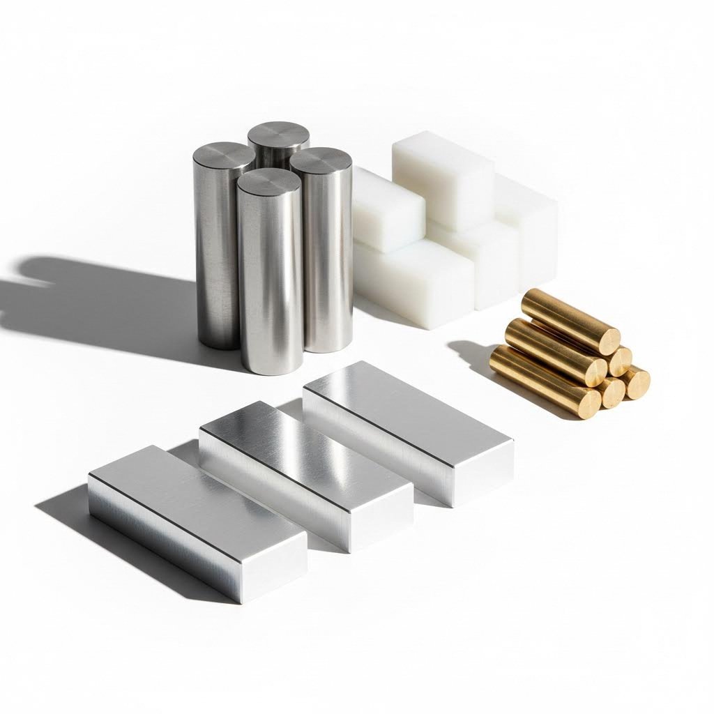 common cnc machining materials including aluminum steel brass and engineering plastics