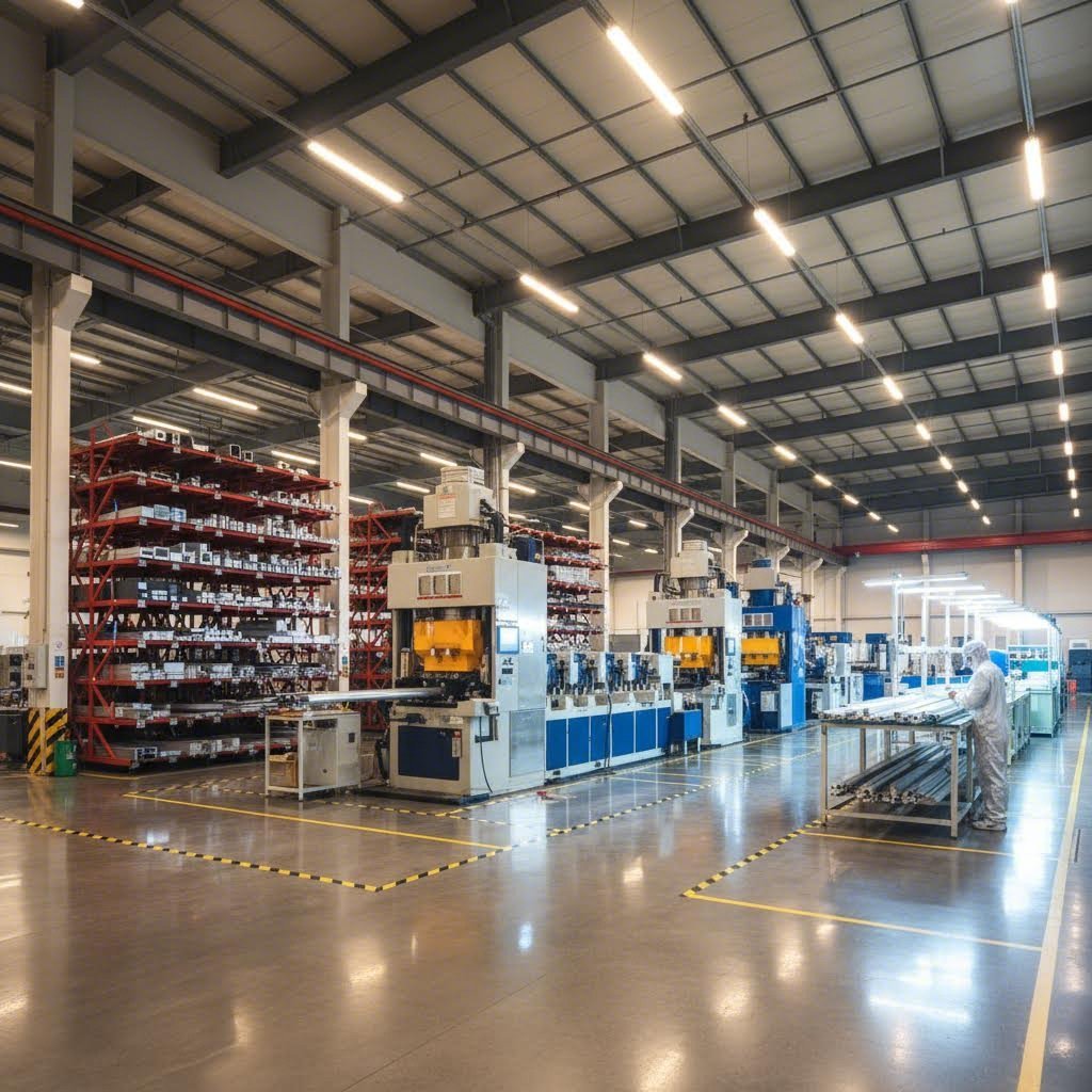 aluminum extrusion manufacturing facility with advanced processing equipment