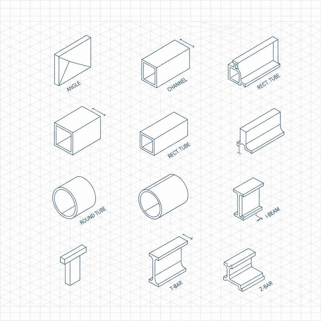 cross sectional profiles of common standard aluminum extrusion shapes