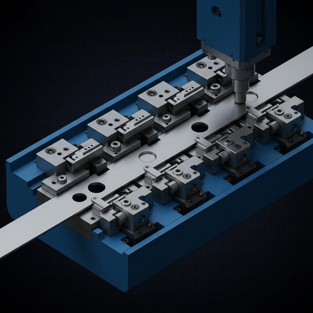 progressive die system with multiple forming stations in sequence