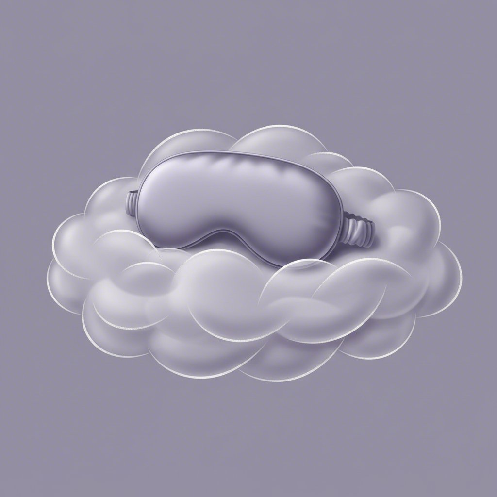 an abstract representation of a satin sleep mask on a soft surface