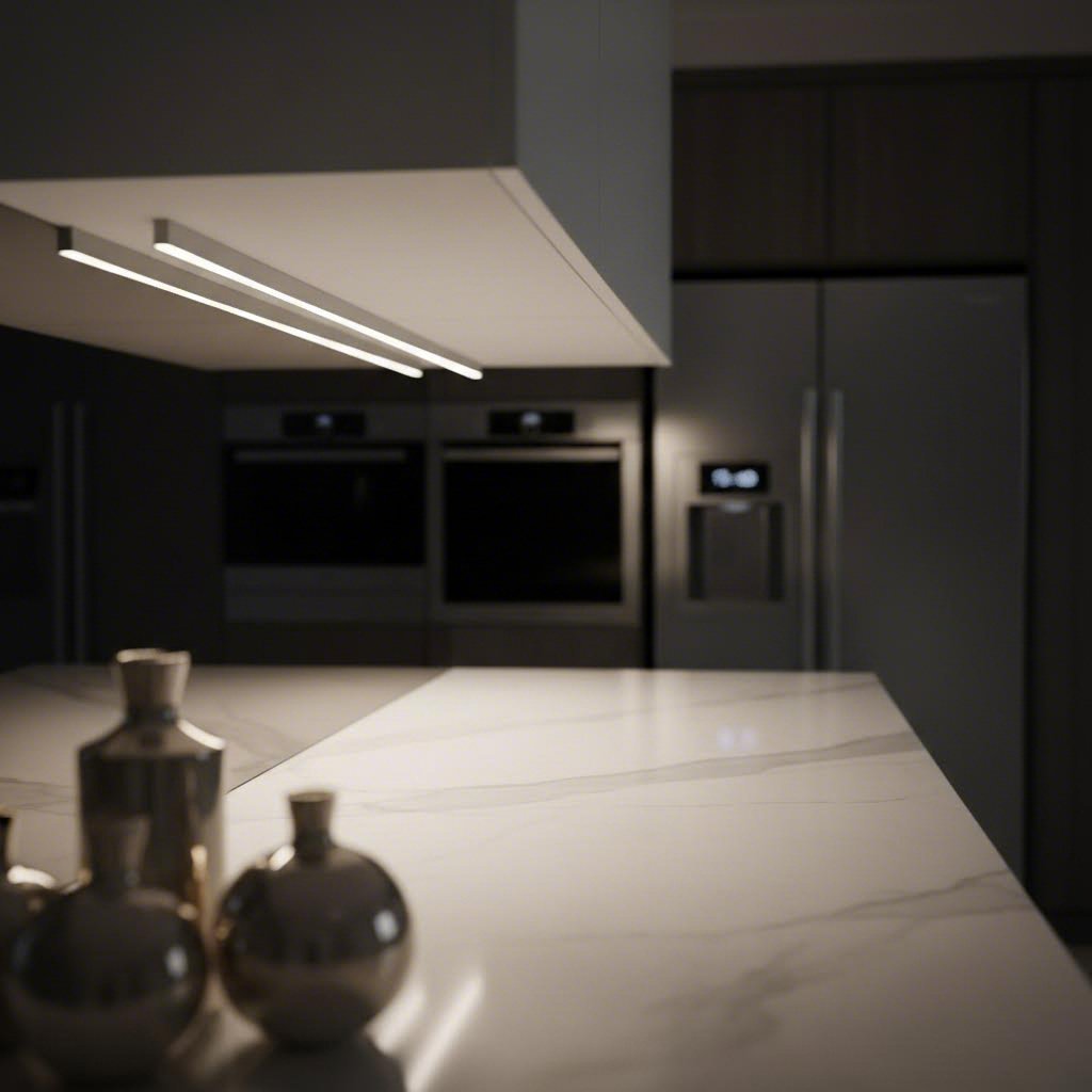under cabinet led profiles provide functional kitchen task lighting