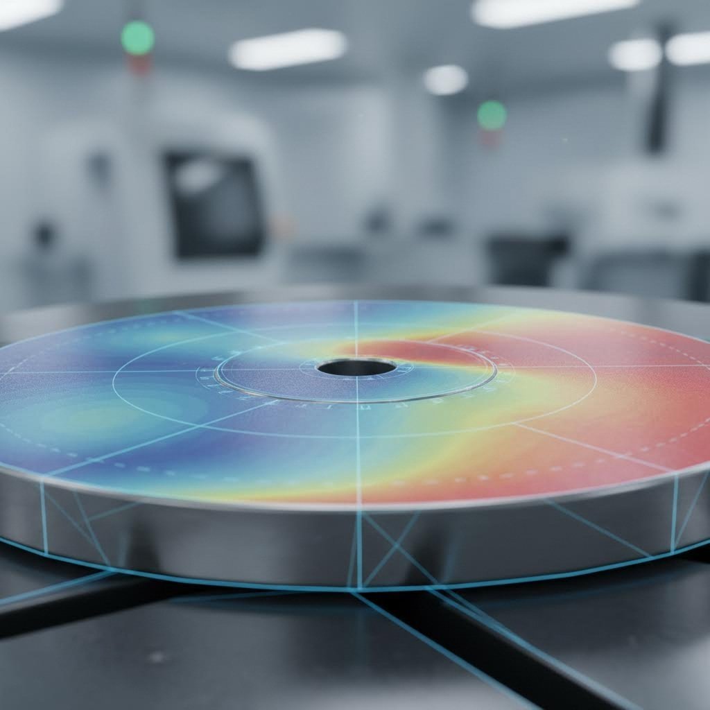 Engineering visualization of stress distribution on a stamped airbag burst disc