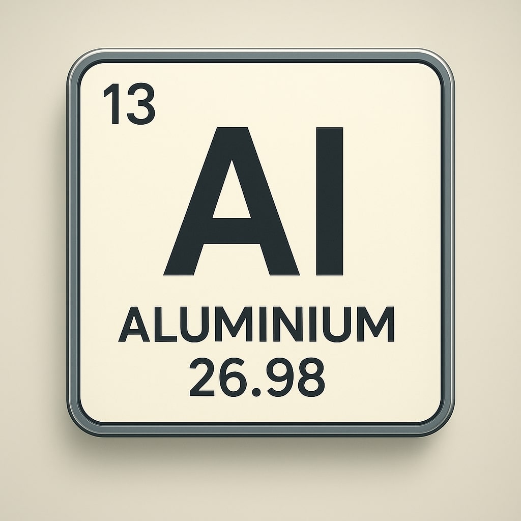 aluminum and aluminium spelling with symbol al on the periodic table