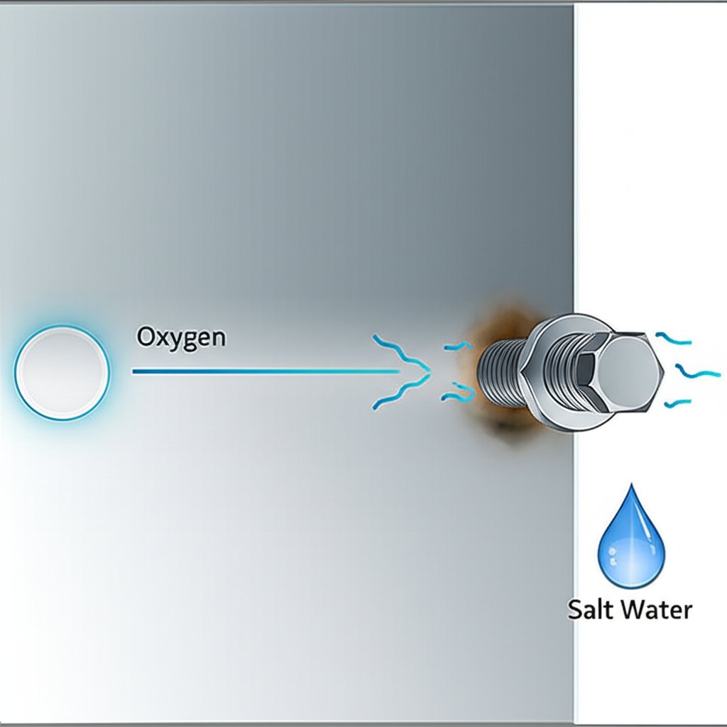 a simple diagram explaining the difference between standard oxidation and galvanic corrosion on aluminum