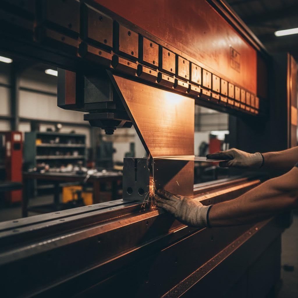 cnc press brake forming precise bends in sheet metal during the fabrication process