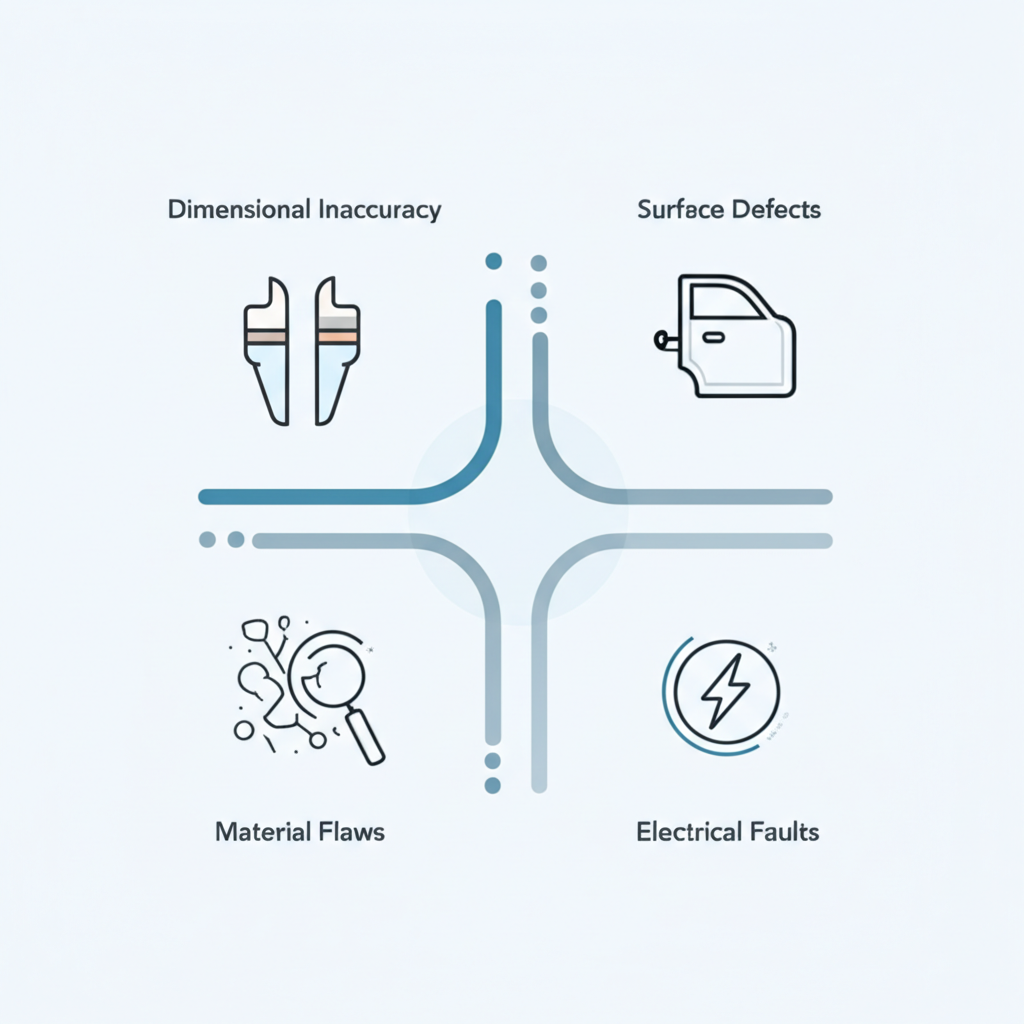 infographic showing the main categories of automotive manufacturing defects