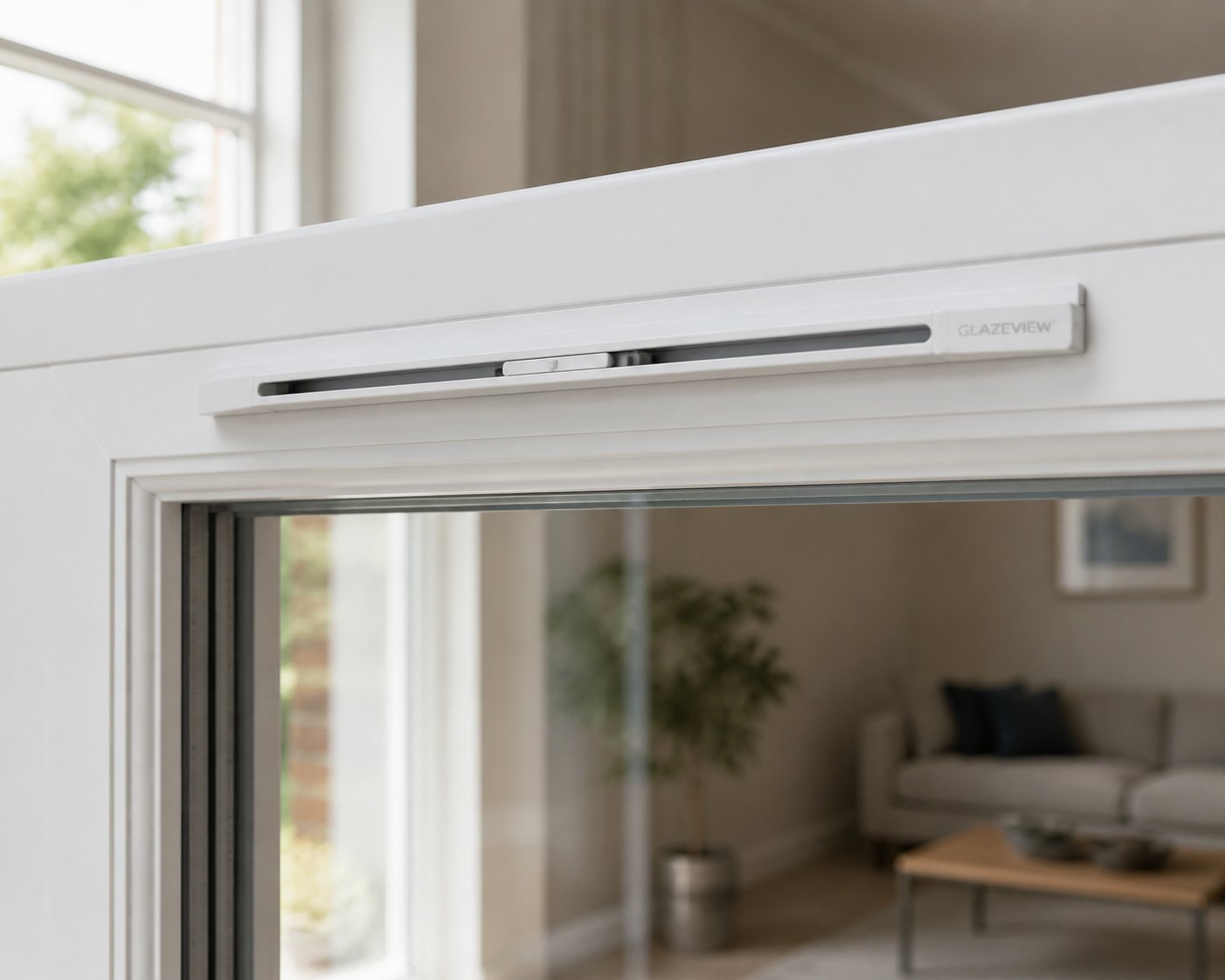 modern trickle vent installed on a upvc window frame showing the controllable slider mechanism required by uk building regulations