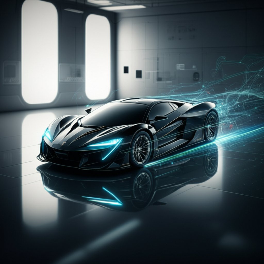 conceptual illustration of digital engineering support for automotive part design