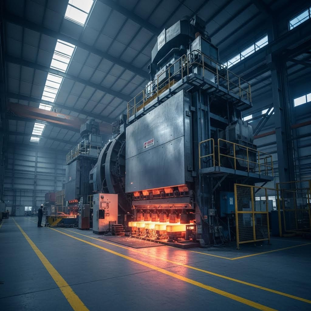 industrial aluminum extrusion facility showcasing advanced manufacturing equipment for precision door frame production