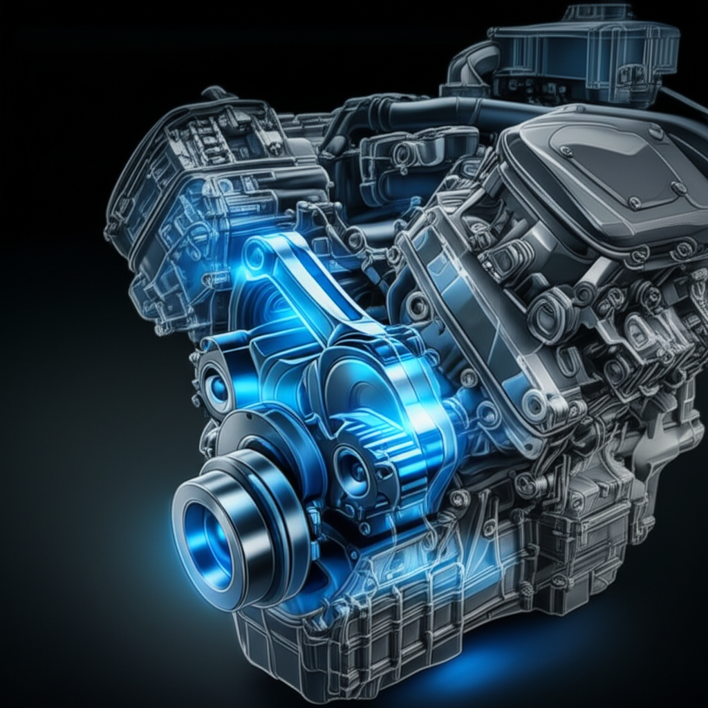 illustration highlighting forged and cast components within an automotive engine