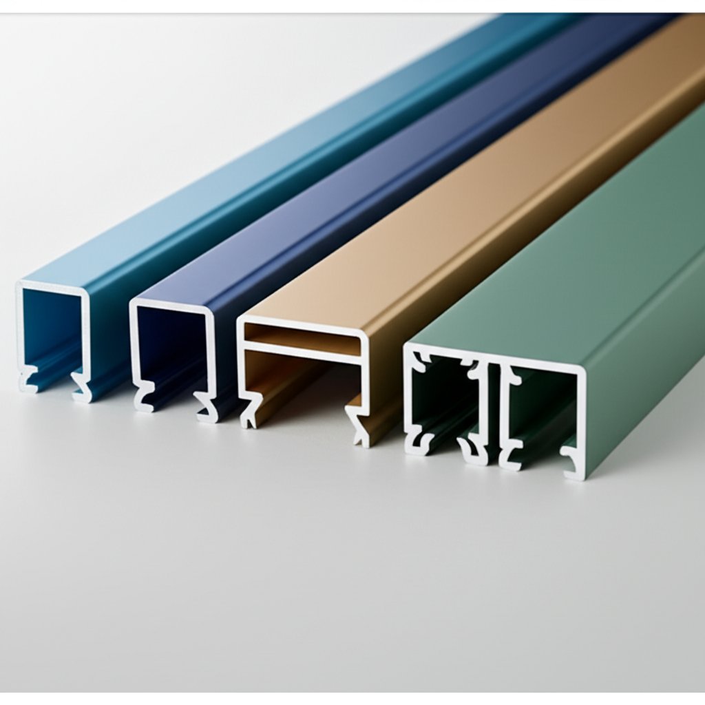 aluminum profiles showcasing a range of surface finishes and treatments