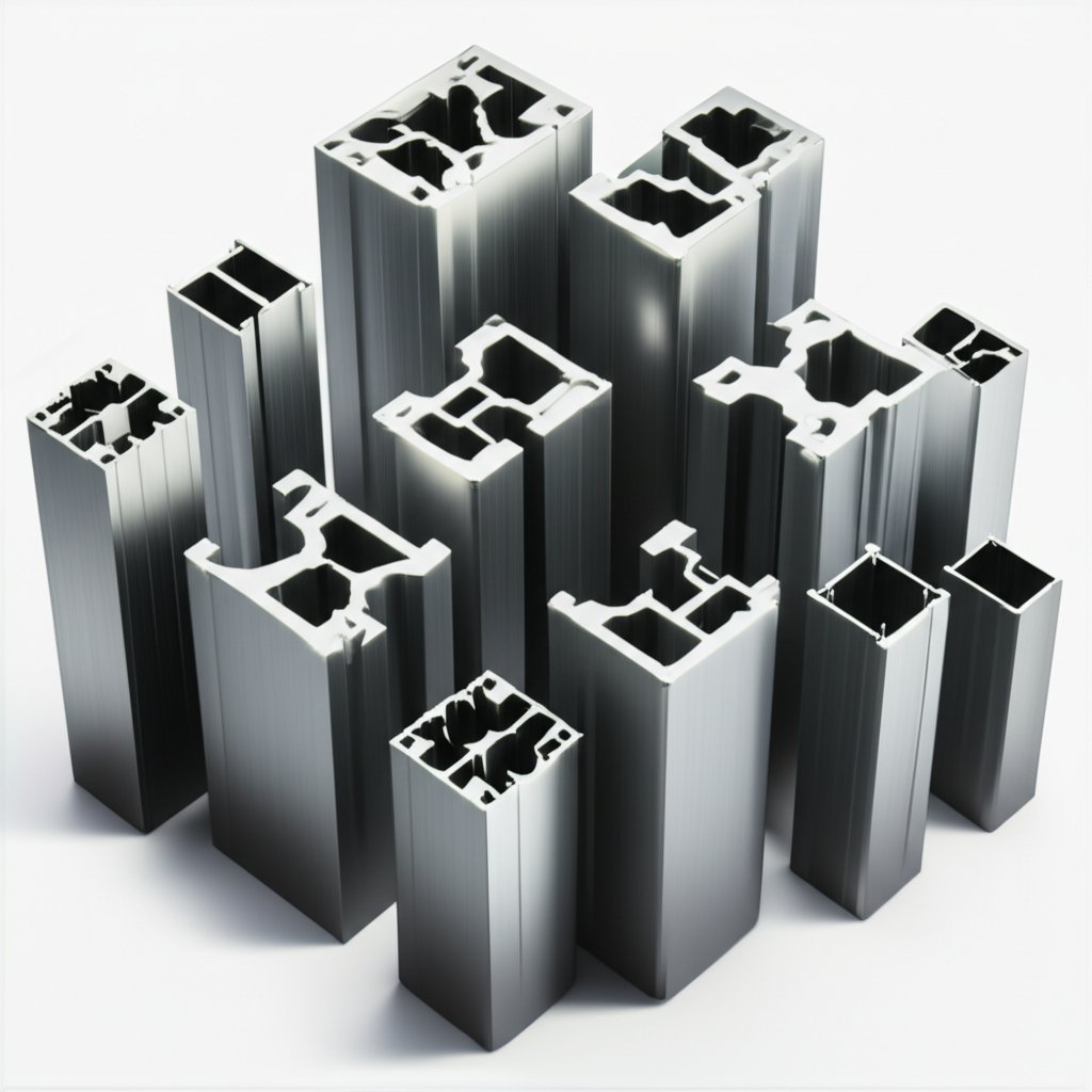 examples of aluminum profiles with varying wall thickness and complexity