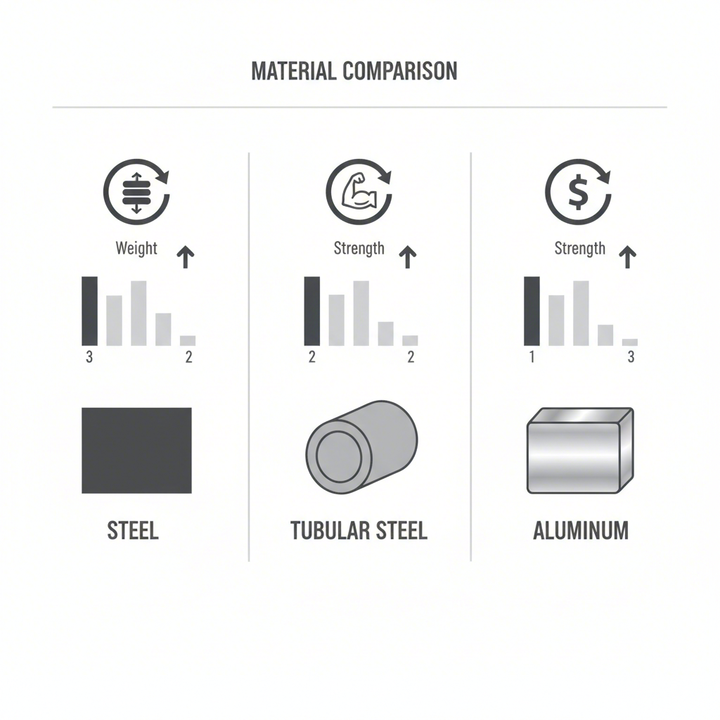 visual comparison of steel and aluminum properties for control arms