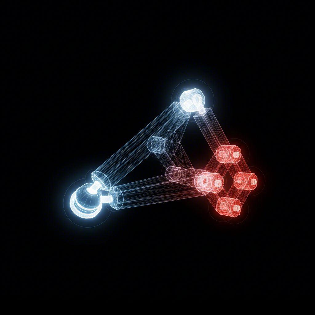 conceptual diagram of a vehicles suspension geometry and control arm connections