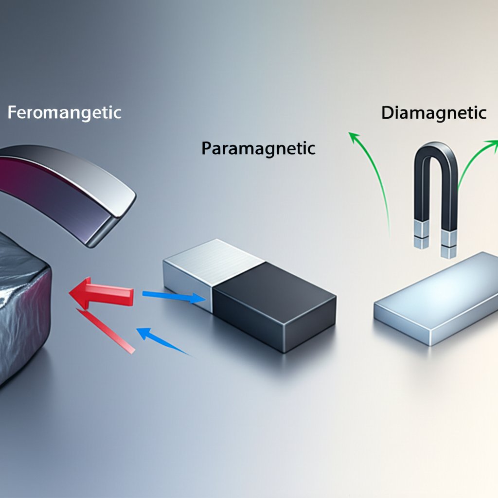 comparison of ferromagnetic paramagnetic (aluminum) and diamagnetic materials with a magnet