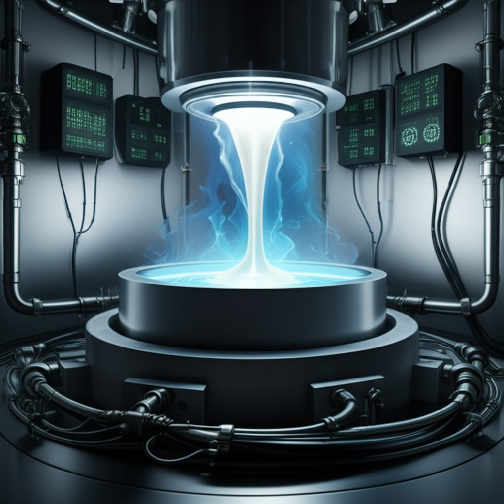 titanium melting in a vacuum chamber with a copper crucible for contamination control