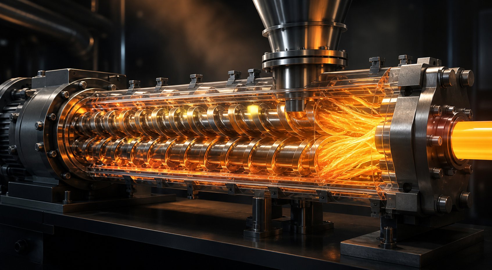 visualization of specific energy input as mechanical energy transferred from rotating screws into the polymer melt