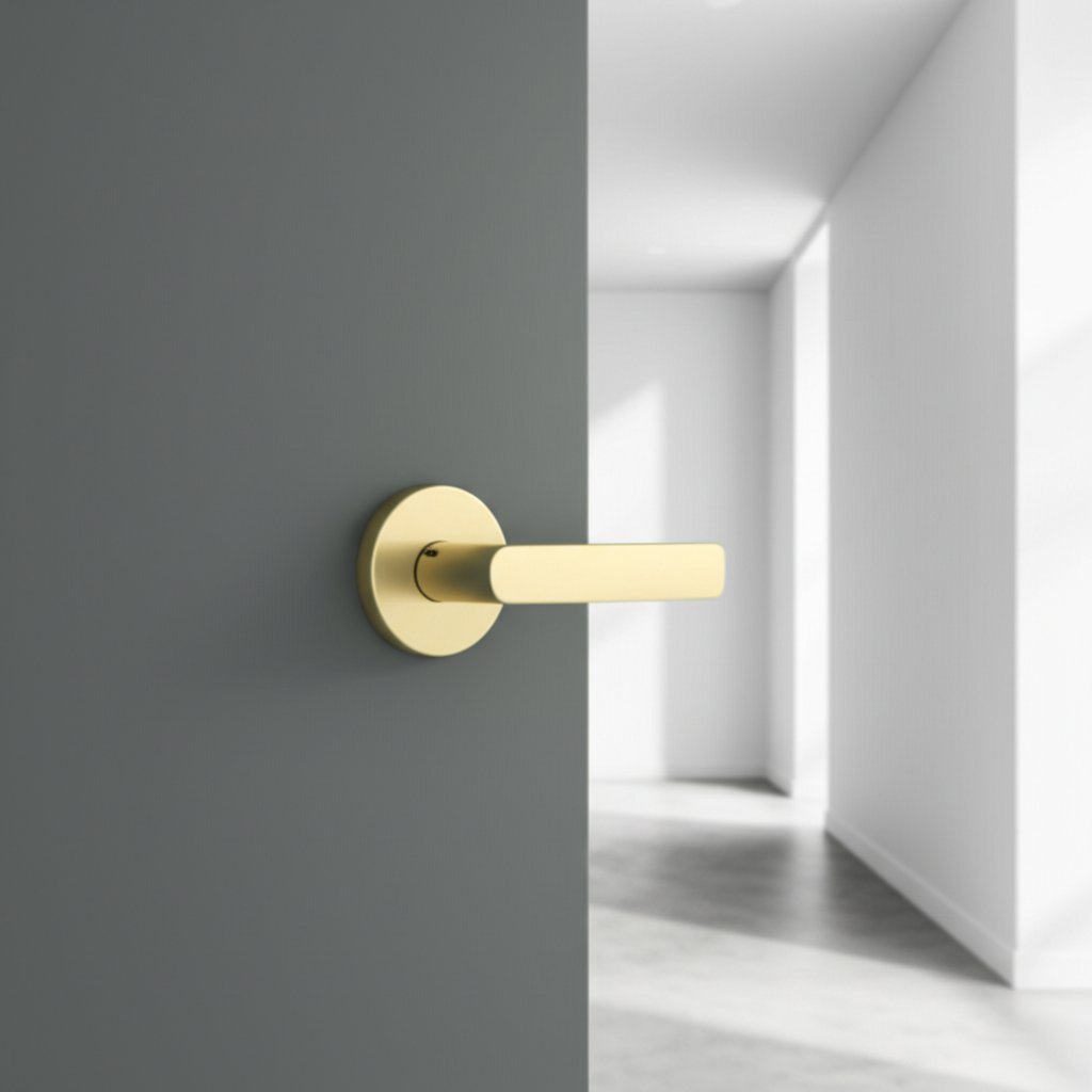 satin brass levers offer a modern low maintenance look