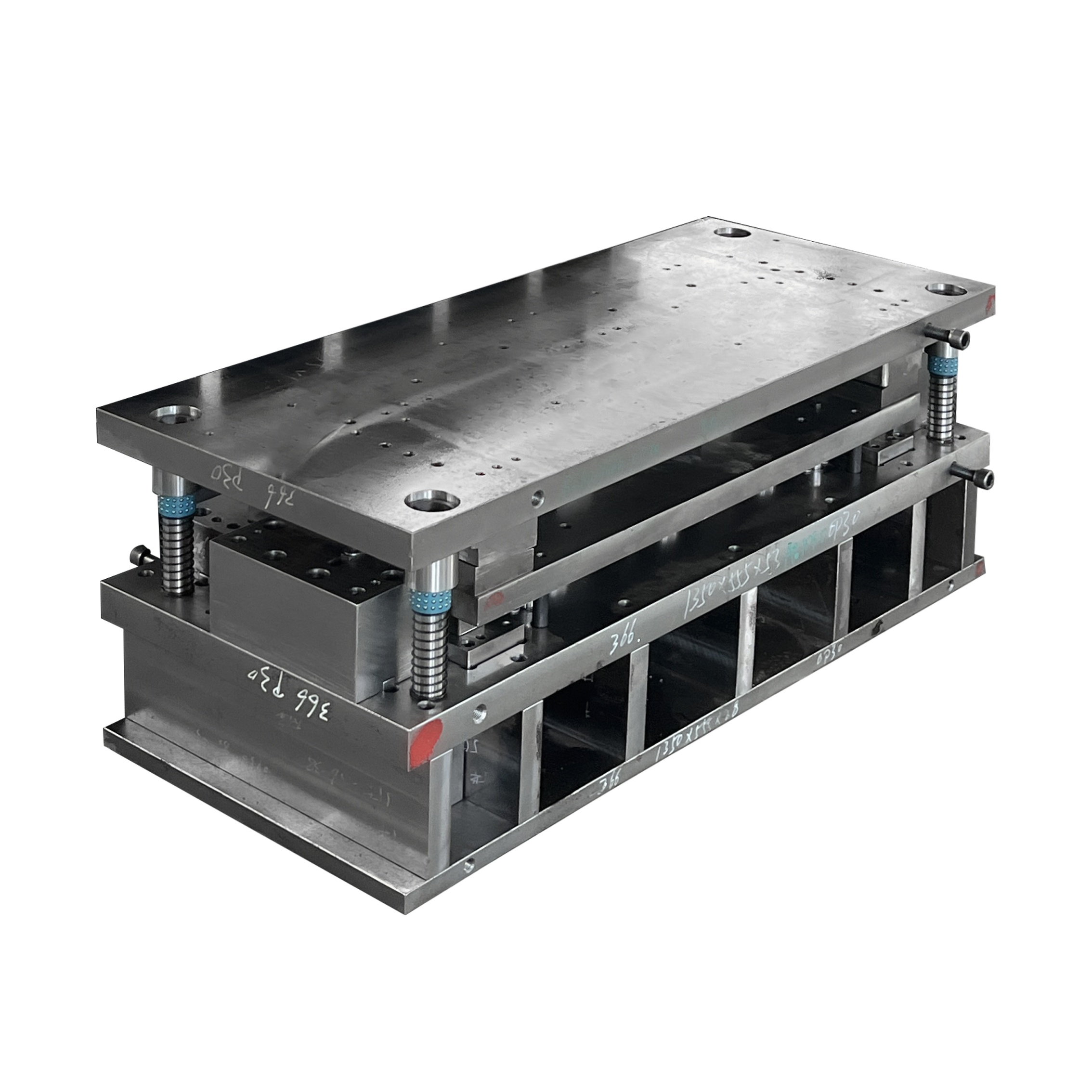 exploded view of key stamping die components in a modern metal stamping die set
