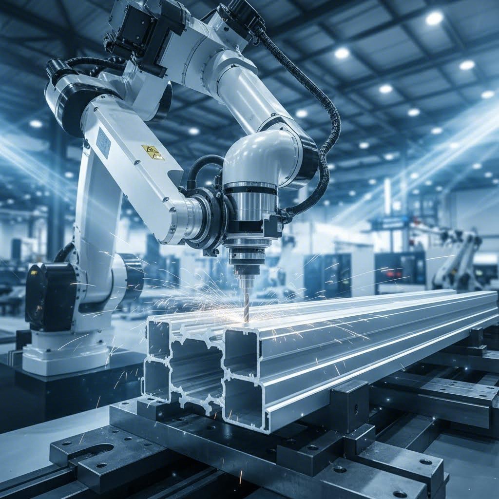 cnc machining center performing precision operations on aluminum extrusion