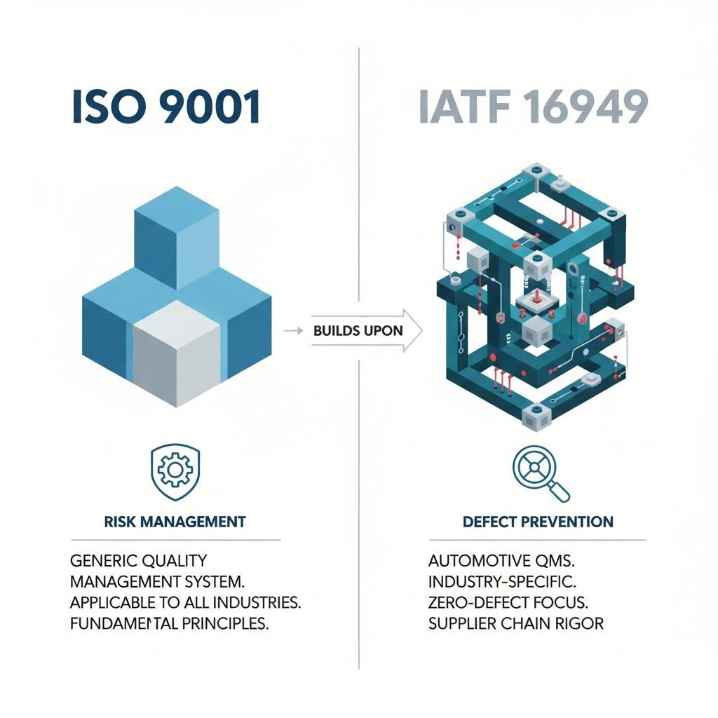 Comparison of ISO 9001 vs IATF 16949 quality standards