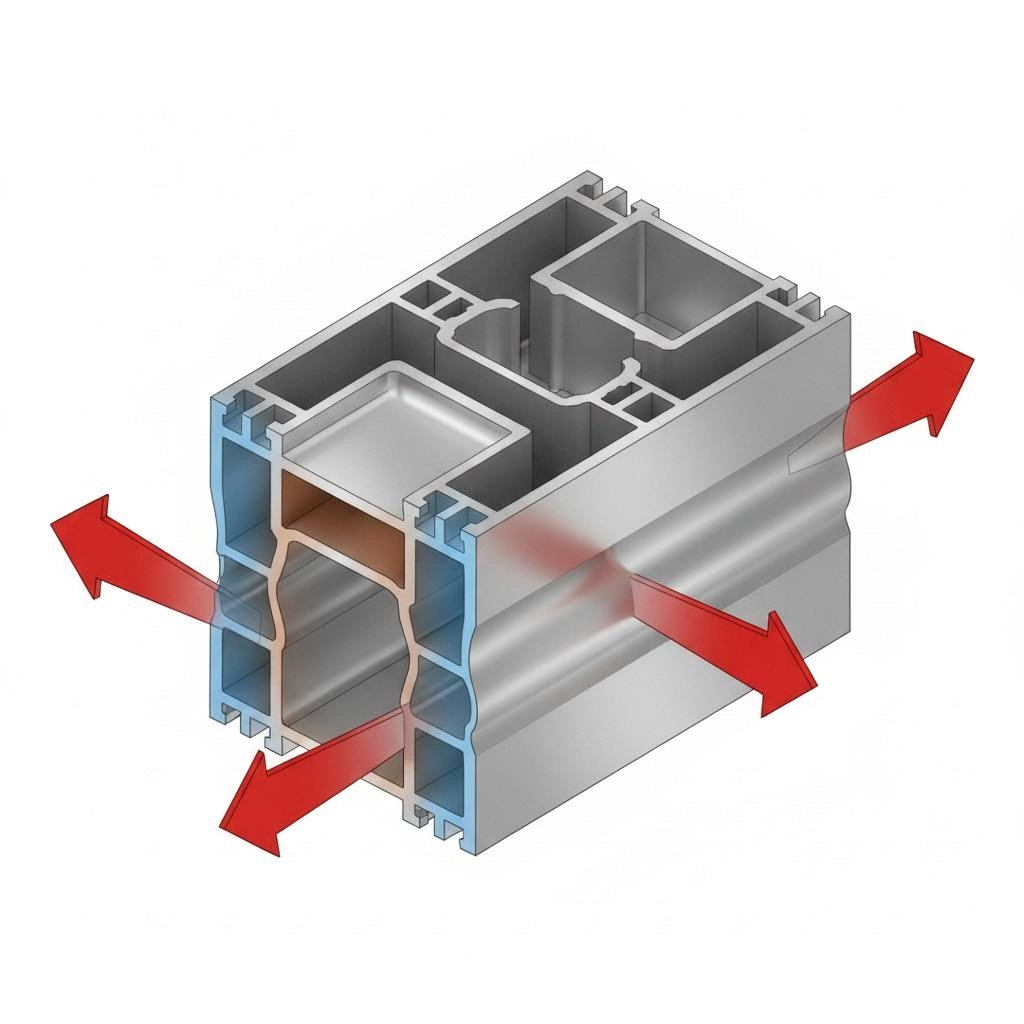 cross sectional view showing stress distribution in aluminum extrusion profiles