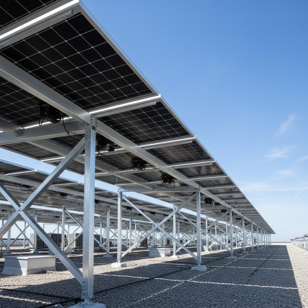 6061 aluminum extrusion framework supporting solar panel installation