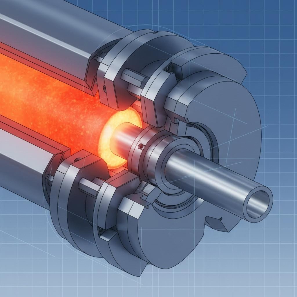 cross section of aluminum extrusion die showing profile formation process