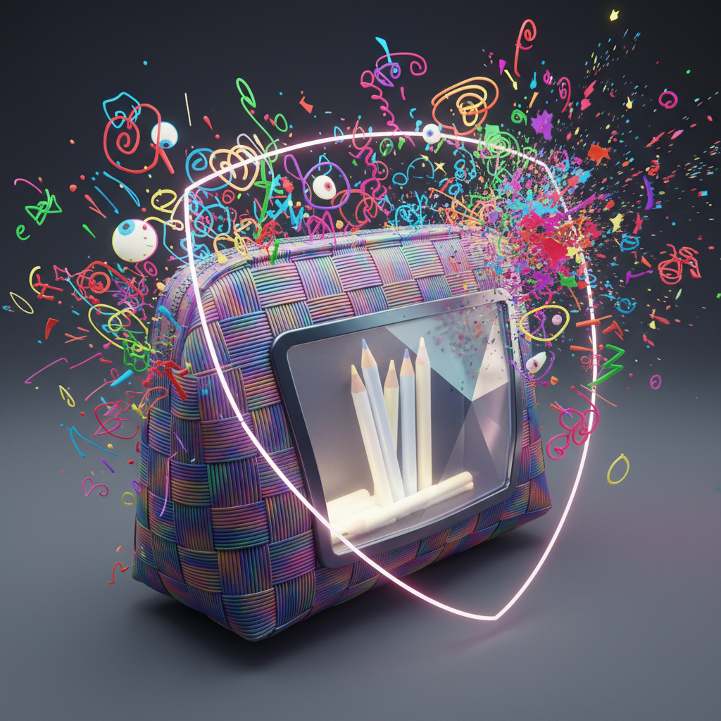 an abstract illustration of a durable pencil pouch shielding its contents from wear and tear