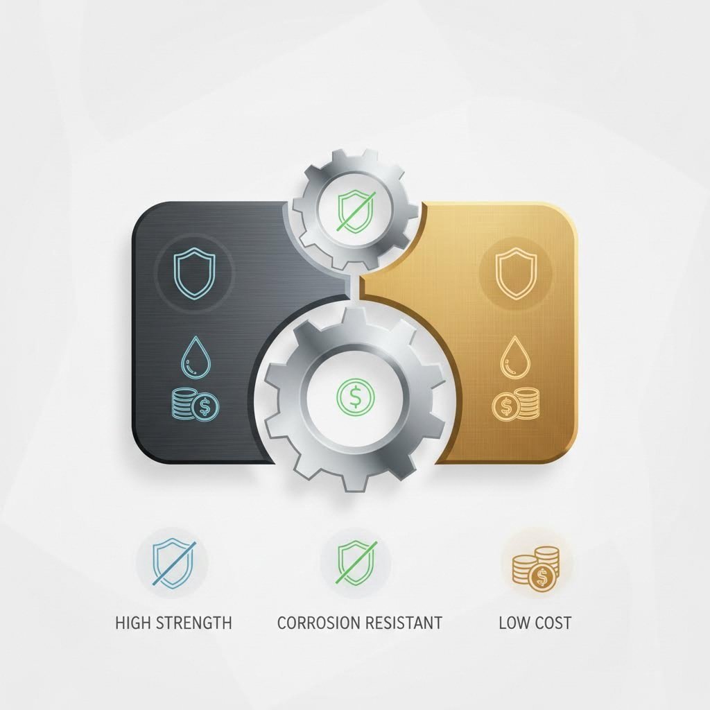 Material comparison showing trade offs between steel stainless and brass